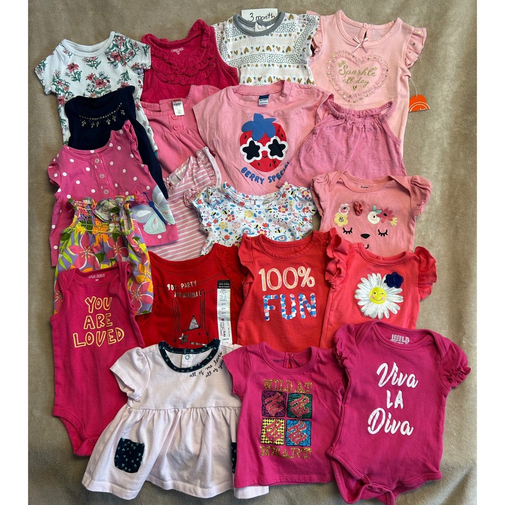 105 Piece Baby Girl Clothing Lot 3 Month Carters Gerber Old Navy Mixed Separates